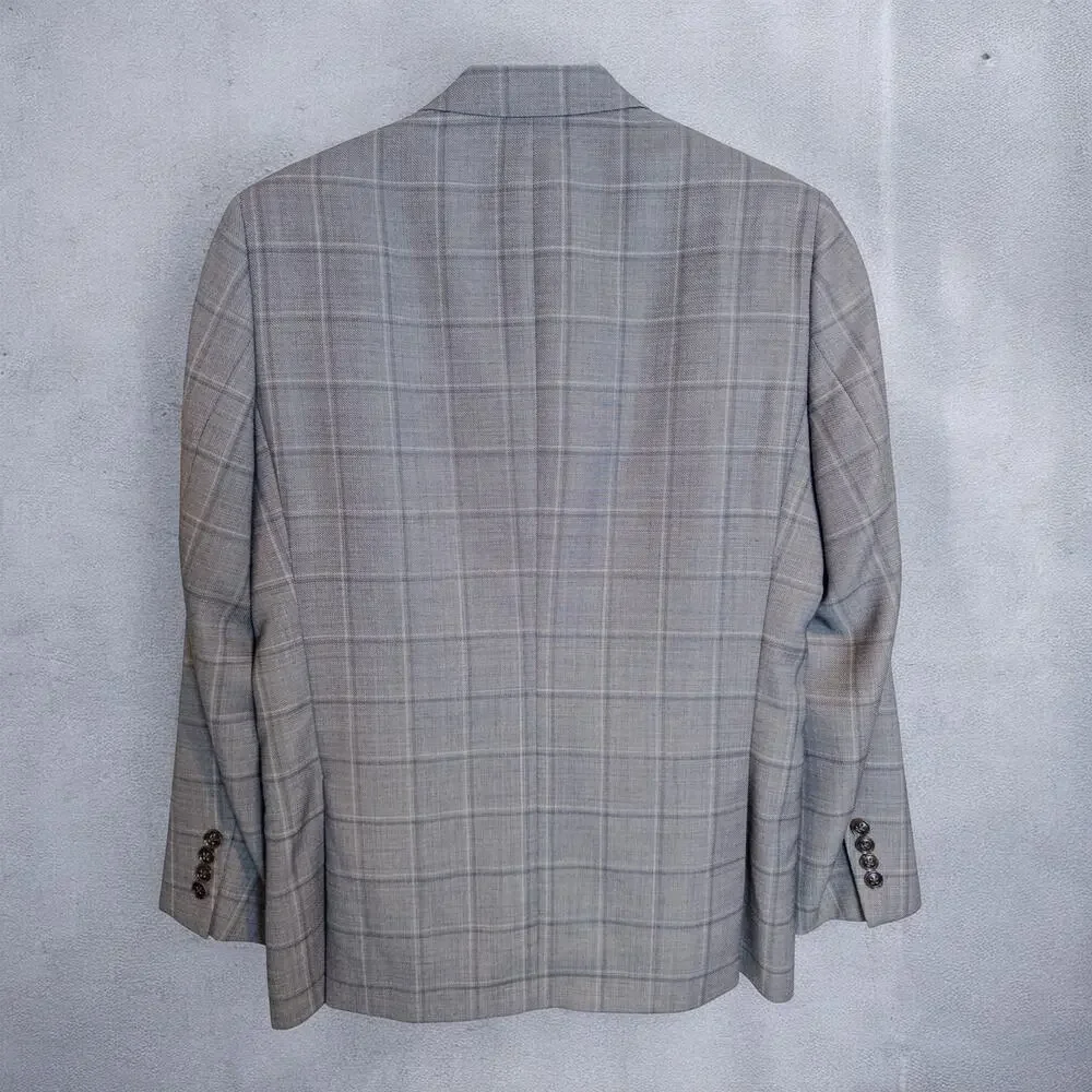 Ted Baker London Endurance Gray Windowpane Plaid Jay Wool Blazer 38S